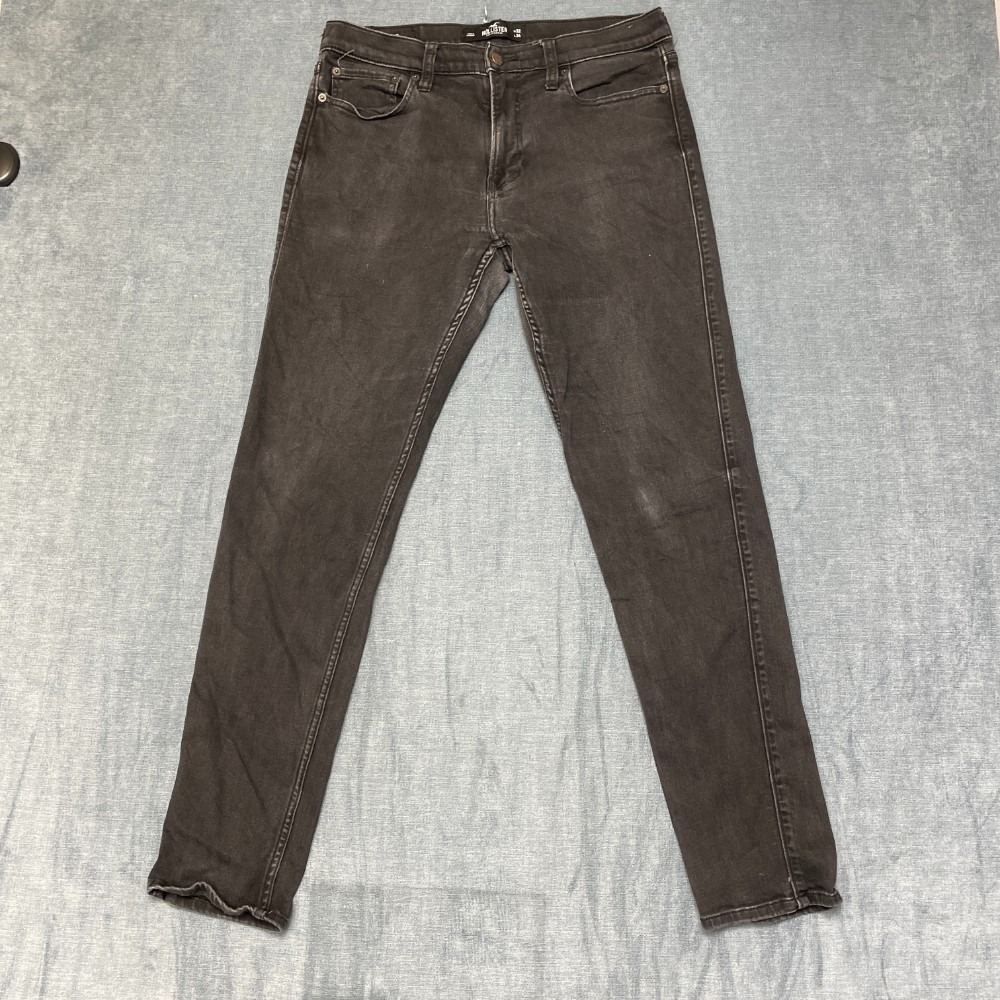 Hollister Taper Advanced Stretch Jeans Mens 32x34 Black Denim Skinny Leg Zip Fly